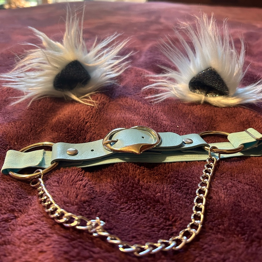 Light blue kritter klips + leg garter